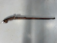 Antique match lock rifle &ndash; possibly Japanese with decorative brass fittings