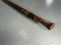 Antique long barrel match lock rifle with decorative inlays - 3