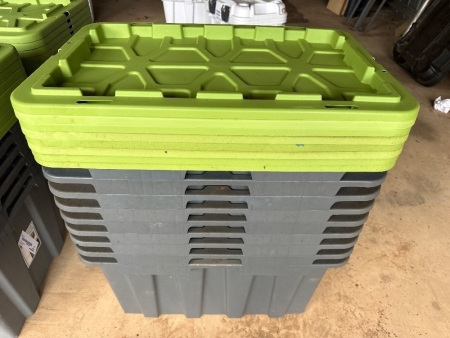 9x MONGOMERY 60L heavy duty storage containers - 8 lids