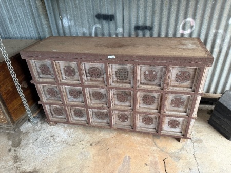 Rustic wooden storage chest with Metal decorative fittings