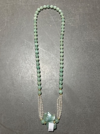 Jade Necklace and Elephant Pendant