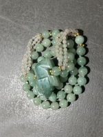 Jade Necklace and Elephant Pendant - 3