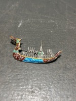 Sterling Silver Dragon Boat Brooch