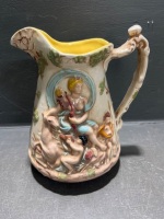 Italian Glazed Pitcher with High Relief Cherub Design Possibly Hand-Painted - 3