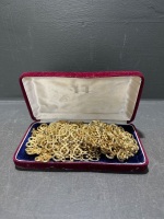 Large Gold 1960's Necklace and Accessories with Red Case