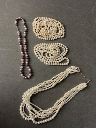 Lot of Vintage Possibly Pearl Necklaces