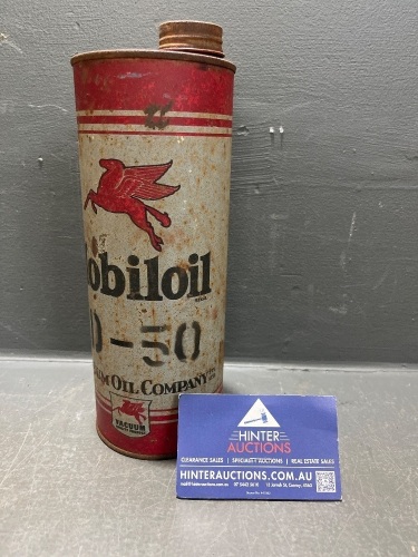Mobil Oil Vacuum Oil Tin - Rare