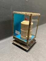 Vintage Chinese Bone Cricket Cage in Display Case - 3