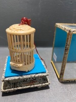 Vintage Chinese Bone Cricket Cage in Display Case - 5