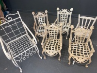 Lot of Miniature Garden Ornament Chairs - Incs Blue Dolls Pram
