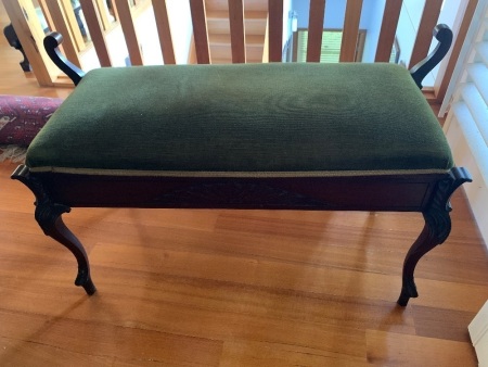 Victorian Mahogany Double Lift Seat Piano Stool with Acanthus Carved Cabriole Legs with Scrolls to Top