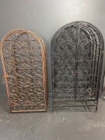 2x Arched Wrought Iron Wine Cage with Scrollwork Design