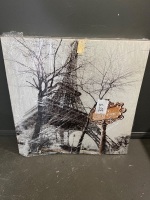2 x Large Canvas Print- One Bicycle Print and Eiffel Tower Scene Print - 3