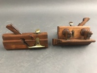 2 Antique Wood Planes with Brass Fittings