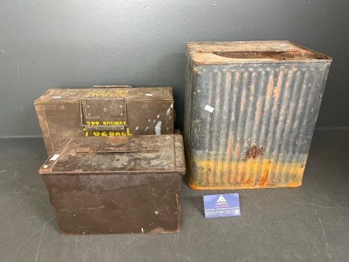 Military Lot of Ammo Boxes and Corrugated Container - Marked