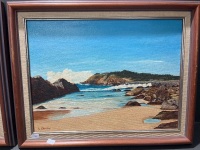 2 x Oil on Board Paintings Depicting Beach Scene Signed L.Martin - 2