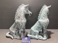 Pair of Asian Terracotta Ornamental Horses AF - 2
