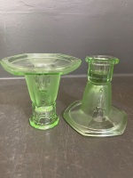 Mixed Lot of Green Depression Glass - 3