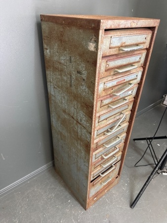 Vintage tin document cabinet