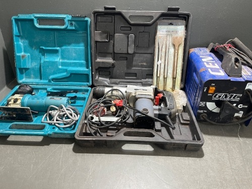 OZITO Electric Jackhammer, Makita Jigsaw and GMC Arc Welder with Tools