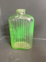 Uranium glass ribbed glass water bottle - 2