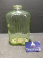 Uranium glass ribbed glass water bottle - 3