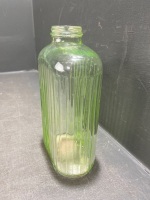 Uranium glass ribbed glass water bottle - 4