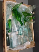 Assorted lot of green glass bottles