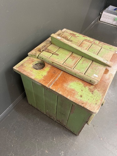 Antique thunder box used for vegetable storage no internal tin