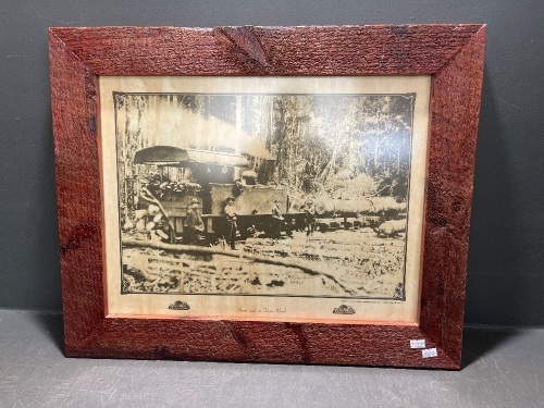Wooden framed picture of Steam train on Fraser Island