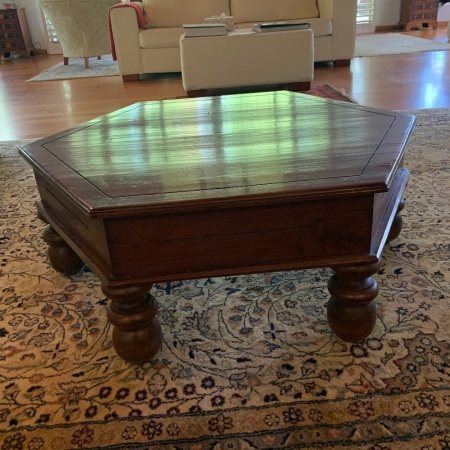 Contemporary Mahogany Hexagonal Coffee Table