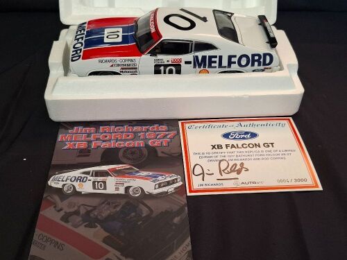 1977 Ford Falcon XB GT - # 10 Jim Richards/Rod Coppins - Hardie-Ferodo 1000 - 0004/3000 - AUTOart 87714 - Certificate Signed Jim Richards