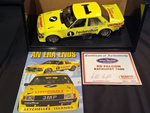 1980 Ford Falcon XD - # 1 Allan Moffat/Fitzpatrick - Federation Livery - Hardie-Ferodo 1000 - 0004/6000 Biante - MB025 - Certificate Signed Allan Moffat - Box wrongly labelled Bathurst 1981