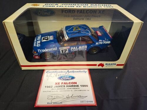 1982 Ford Falcon XE # 17 Dick Johnson/John French - Blue - James Hardie 1000 - 1077/3100 - Biante B180301B - Car & Certificate Signed Dick Johnson & John French
