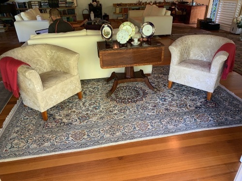 Pair of Contemporary Upholstered Tub Chairs in Cream Floral Fabric