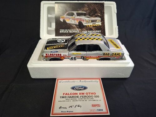 1969 Ford Falcon XW GT-HO # 46D McPhee/Mulholland - 2nd Place Hardie-Ferodo 500 - 1613/1800 - AUTOart 86913 - Certificate Signed Bruce McPhee