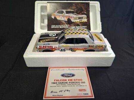 1969 Ford Falcon XW GT-HO # 46D McPhee/Mulholland - 2nd Place Hardie-Ferodo 500 - 1613/1800 - AUTOart 86913 - Certificate Signed Bruce McPhee
