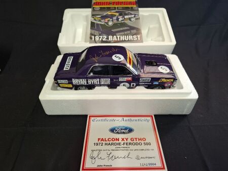1972 Ford Falcon XY Phase 3 GT-HO # 5 John French - 2nd Place Bathurst - 1484/2004 - AUTOart 87210 - Car & Certificate Signed John French