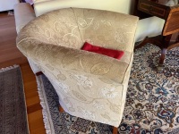 Pair of Contemporary Upholstered Tub Chairs in Cream Floral Fabric - 3