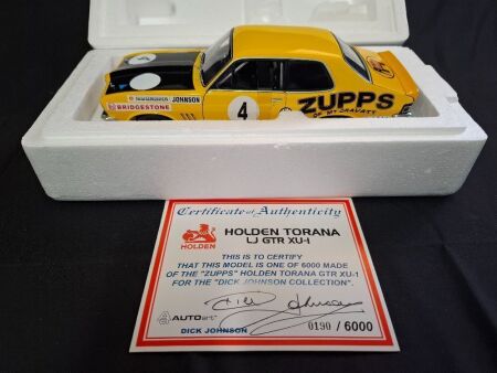 1973 Holden Torana LJ GTR XU-1 # 4 Dick Johnson - Touring Car ATCC - 0190/6000 - AUTOart 87366 - Certificate Signed Dick Johnson