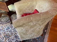 Pair of Contemporary Upholstered Tub Chairs in Cream Floral Fabric - 4