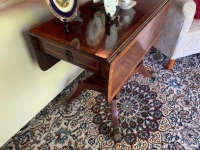 Regency Mahogany Pembroke Table with Single Drawer & Rosewood Cross Banded Decoration - 2