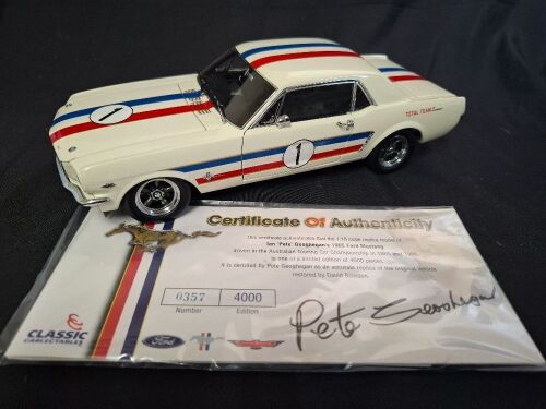 1965 Ford Mustang # 1 Ian &ldquo;Pete&rdquo; Geoghegan - Winner 1966 ATCC - 0357/4000 - Classic Car 18061 - Certificate Signed Pete Geoghegan