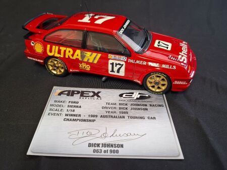 1989 Ford Sierra RS500 # 17 Dick Johnson - Winner ATCC - 0063/0900 - APEX Replicas AD81103 - Car & Certificate Signed Dick Johnson