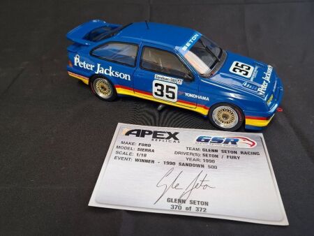 1990 Ford Sierra RS500 # 35 Glen Seton/George Fury - Winner Sandown 500 - 0370/0372 - APEX Replicas AD81102 - Certificate Signed Glenn Seton; w/ Peter Jackson stickers applied.