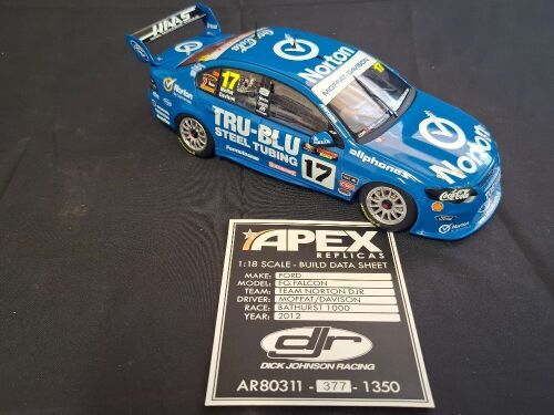 2012 Ford Falcon FG XR8 # 17 Moffat/Davison - DJR Tru Blu Retro Bathurst - 0377/1350 - APEX Replicas AR80311