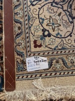 Large Blue & Cream Persian Wool Rug with Flower Rosette Design in Centre - 2