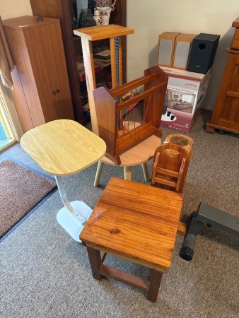 Assorted Side table magazine racks etc