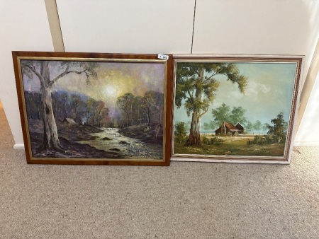 2 framed watercolour paintings - signed