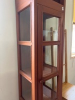Tall arched timber display cabinet with glazed door and side panels - 2